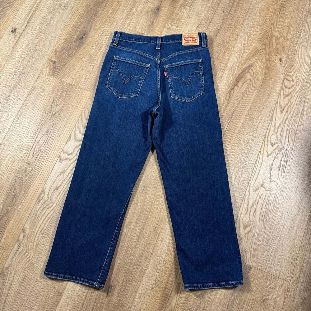 Levi’s Ribcage Straight Ankle Jeans Distressed Dark Wash W30 L27 High Rise - Picture 3 of 10